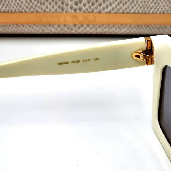 Jimmy Choo 51MM Embellished White/Ivory Rectangle Sunglasses - Picture 10 of 13